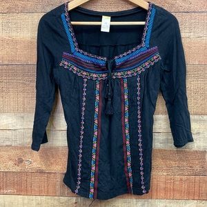 Pima Cotton Embroidered Boho Top